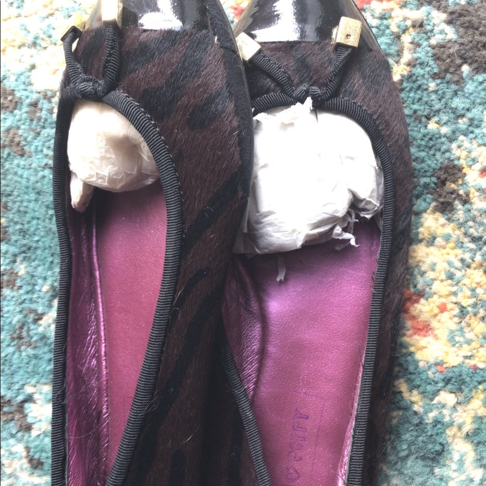 Authentic coach fur flats almost new